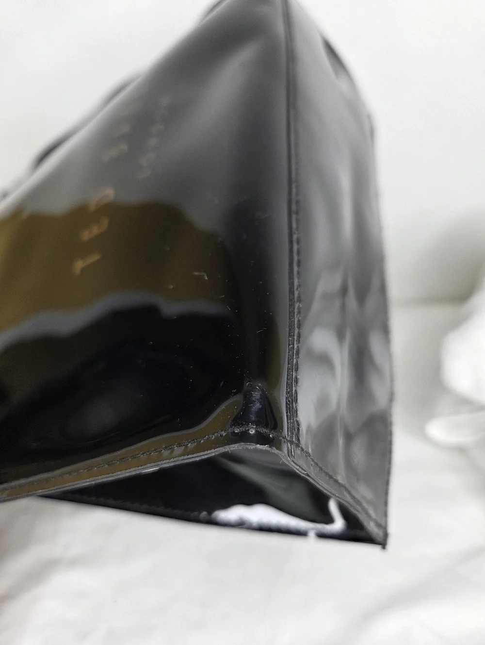 Ted Baker London Patent PVC Tote Bag Gold Bow In Glossy Black Finish - Picture 13 of 16